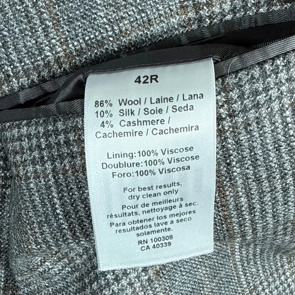 NEW Peter Millar Men 42R Grey Glen Plaid Wool Silk Cashmere Crown Crafted Blazer
